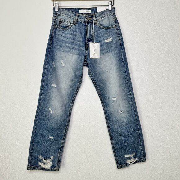 KanCan Denim - NEW Kancan Straight Leg Jeans Size 3/25  Blue 27" Ultra High Rise Distressed